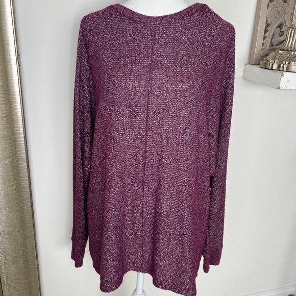 Time and Tru Tops - Time and Tru Oversized Lightweight Long Sleeve Top